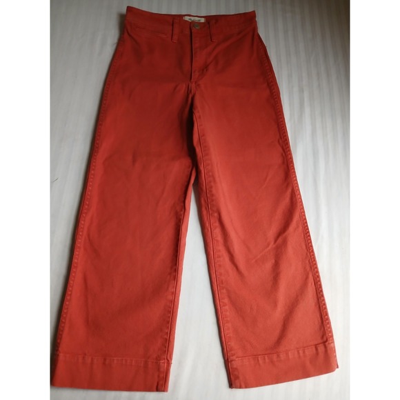 Madewell Pants - Madewell Pants 27 Slim Emmett Wide Leg Crop Cotton Stretch Boho High Rise